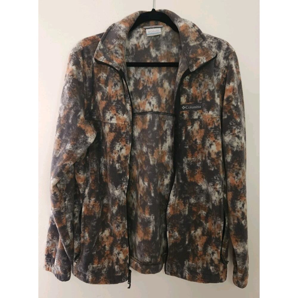 Mens Columbia Steens Mountain Printed Jacket Dark Stone Timberwood Fleece Zip, S
